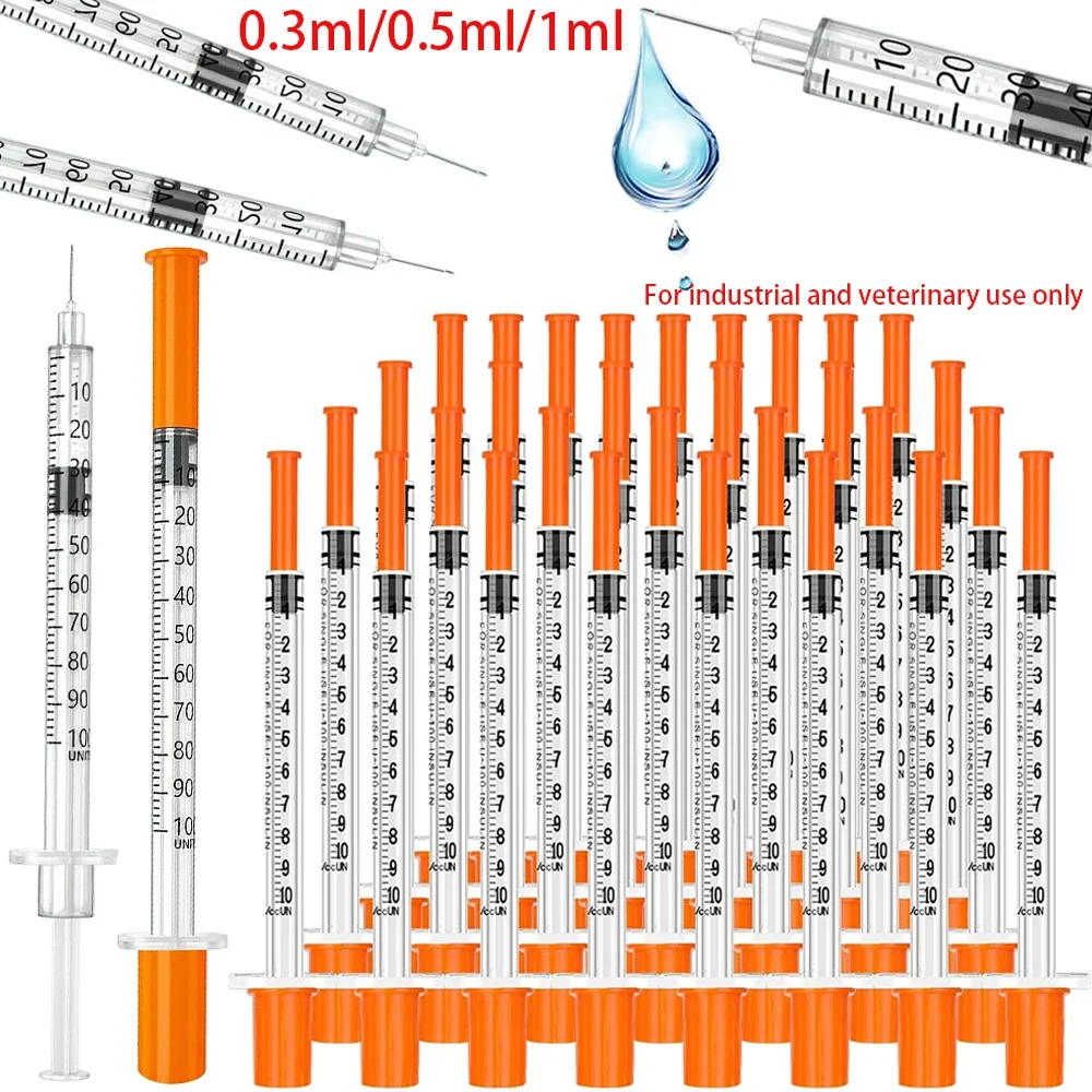 0.5Ml/1Ml Disposable Plastic Veterinary Syringes with Needles (30Pcs) 1005012016927476