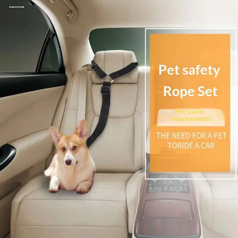 Adjustable Dog Car Harness Seatbelt with Elastic Bungee Buffer 2-In-1 Pet Leash Safety Tether 1005012023104497