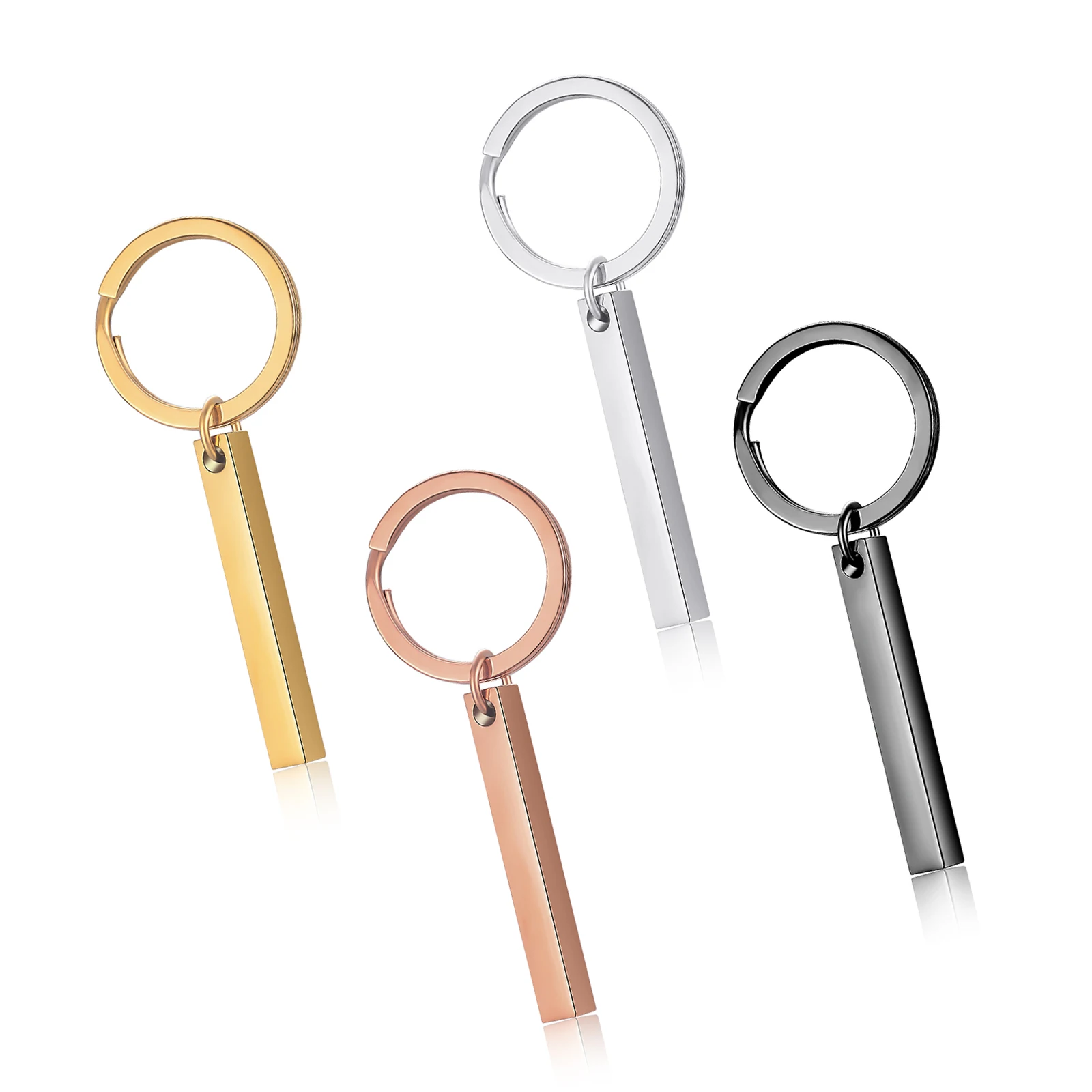 Dog ID Tag Stainless Steel Blank Keyring 3D Bar Keychain Vertical Car Keyring DIY Jewelry (3Pcs) 1005012027673264