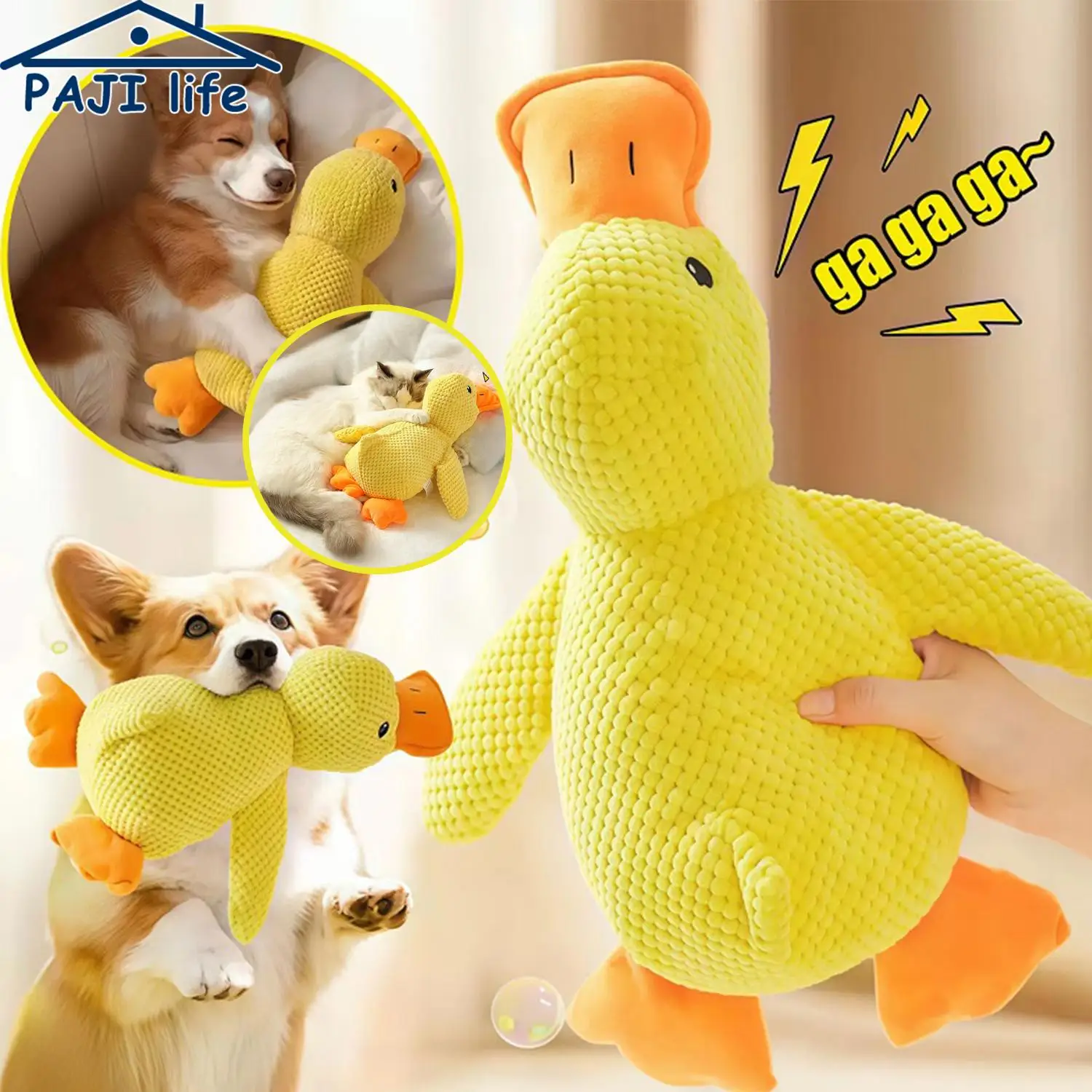 Duck Dog Toy Plush Chew Resistant Durable with Quacking Sound Teeth Grinding Relief Soft 1005012028471833