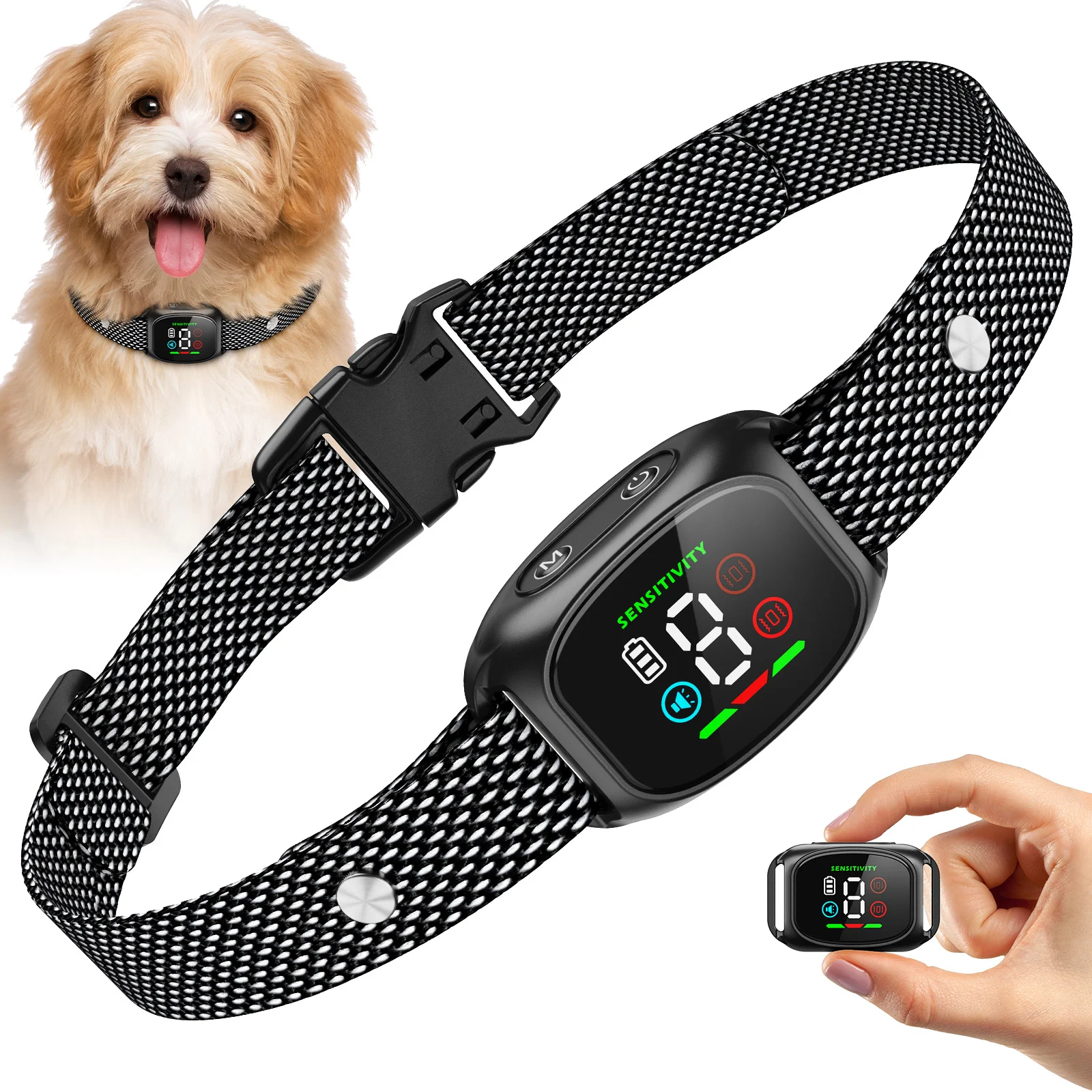 Anti Bark Dog Collar with Vibration Smart 8-Level Sensitivity Rechargeable No Shock Training 1005012029494789