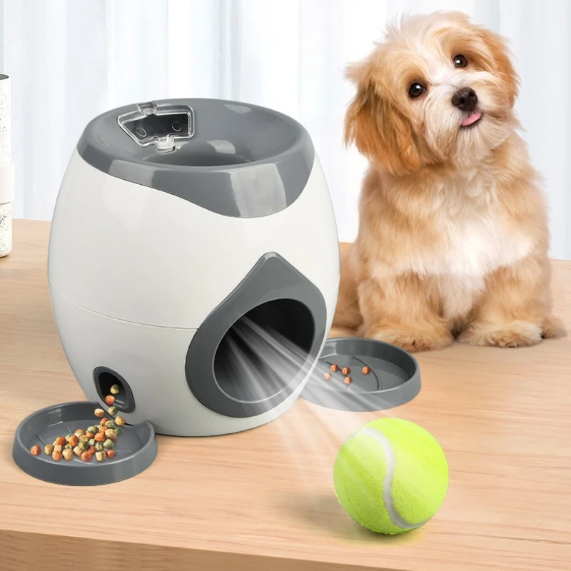 Dog Ball Launcher with 2 Balls Slow Release Food Dispenser Treat Reward Machine Automatic Feeder 1005012031428061