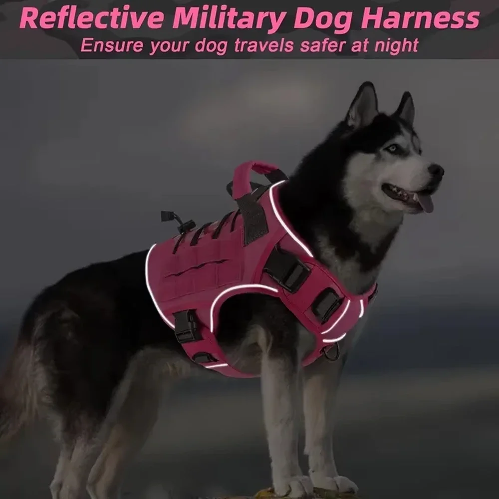 Adjustable No-Pull Tactical Dog Harness with Handle for Large Dogs Reflective Vest Labrador 1005012033462501