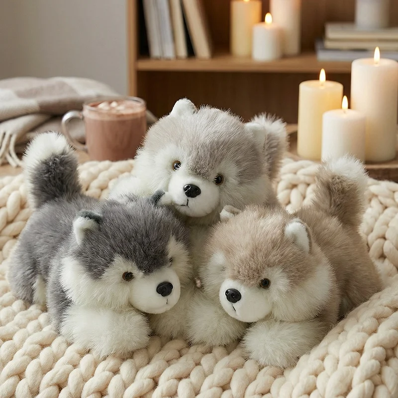 47cm Lovely Alaska Puppy Plush Doll Fluffy Simulation Alaskan Malamute Toys Kids Girls Birthday (1Pc) 1005012034295056