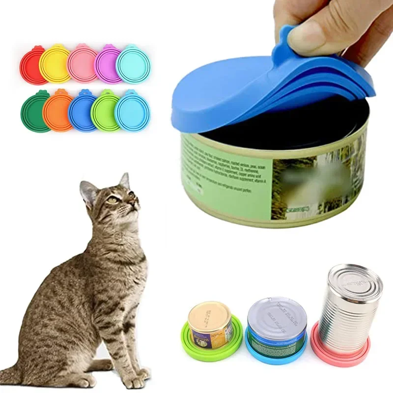 2pcs/Set Reusable Pet Food Can Cover and Spoon Portable Dogs Cat Storage Tin Cap Lid Seal Cover 1005012036670843