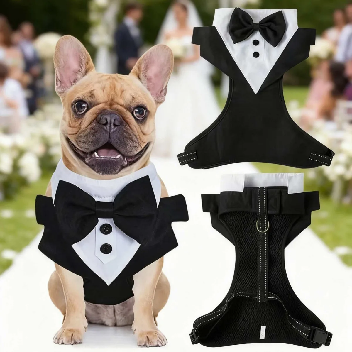 Dog Tuxedo Harness Formal Wedding Suit with Bow Tie Adjustable Breathable Pet for Small Medium Dogs 1005012037765767