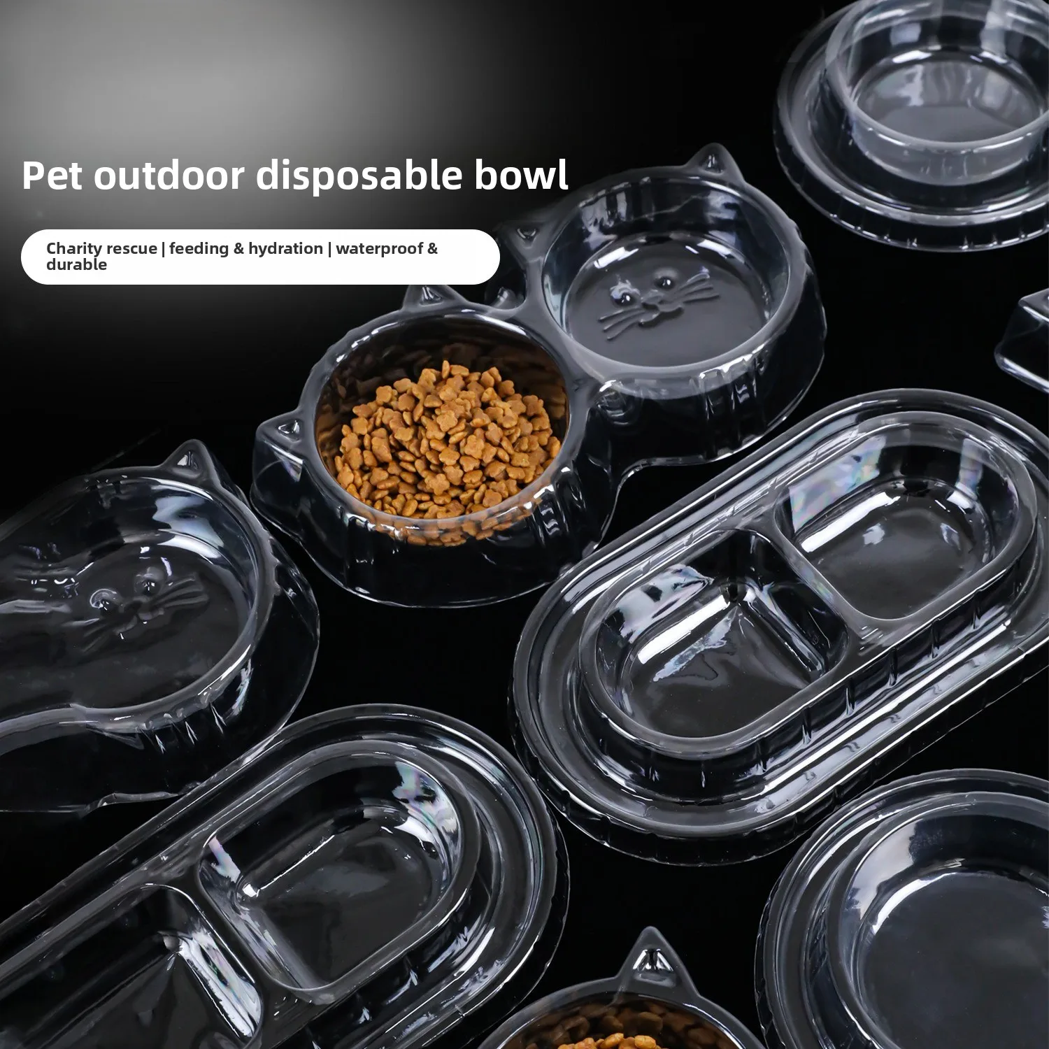 Disposable Cat Bowl Outdoor Ant-Proof Pet Bowl Lightweight Recyclable Plastic Stray Cat and Dog 1005012040527465