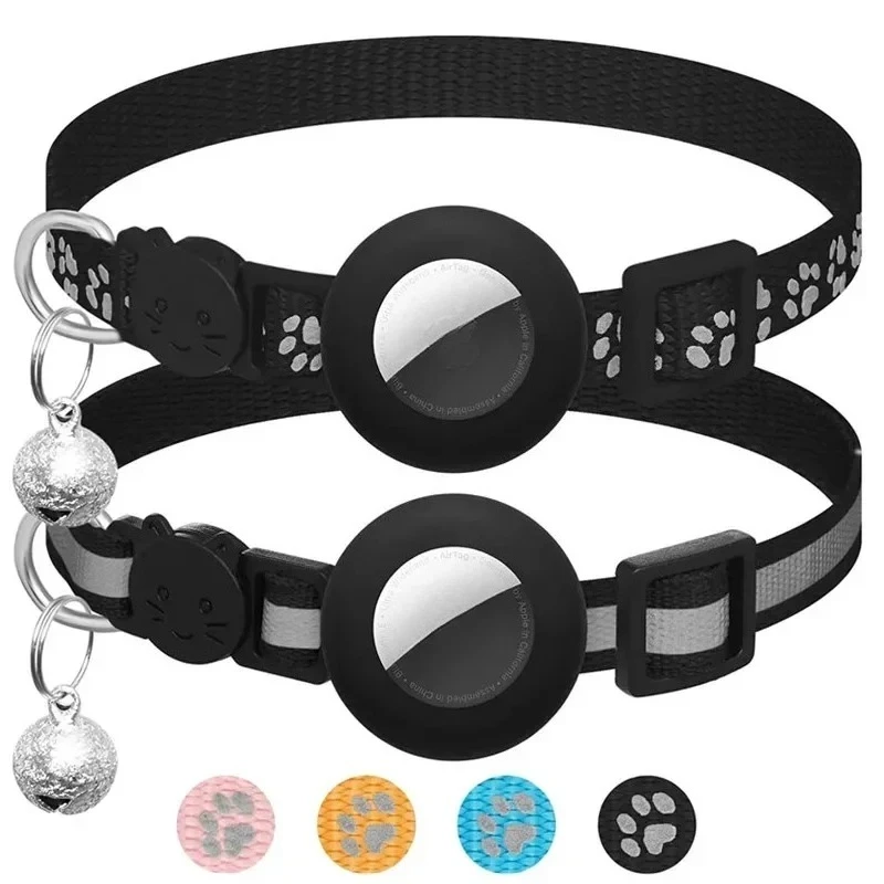Cat Airtag Holder Collar Breakaway Reflective Strips Adjustable Kitten Collar Waterproof Cat Bell 1005012043466749