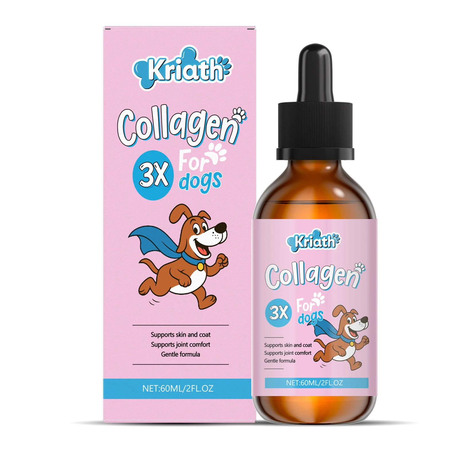 Dog Pet Drops Gentle Care Supplement to Maintain Healthy Coat and Skin Dog Collagen Drops (60ml) 1005012046326636