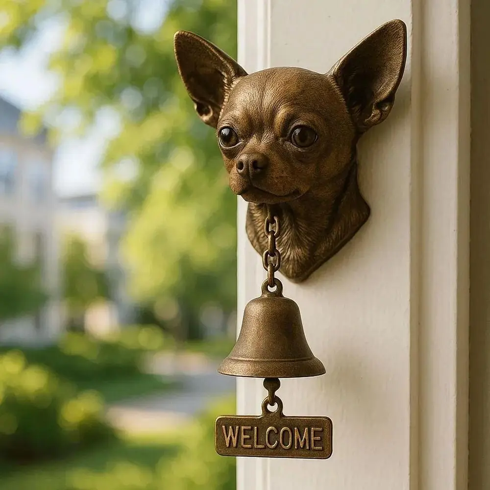 Resin+metal Welcome Doorbell Loud Ringing Wall Mount Dog-Shaped Chime Bell Hanging Decorations 1005012052276389