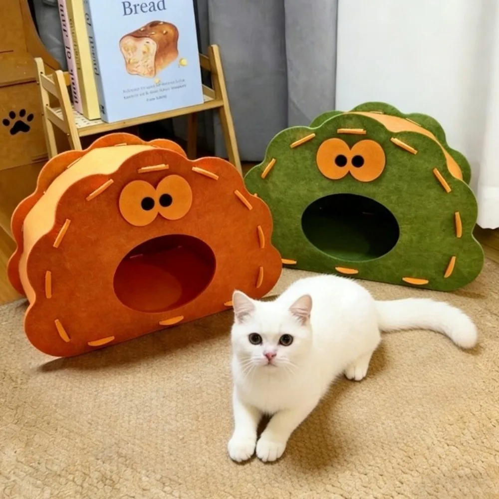 Semi-Enclosed Felt Cat Bed Cave Wear-Resistant Breathable Scratch Integrated House Non-Flaking 1005012052476646