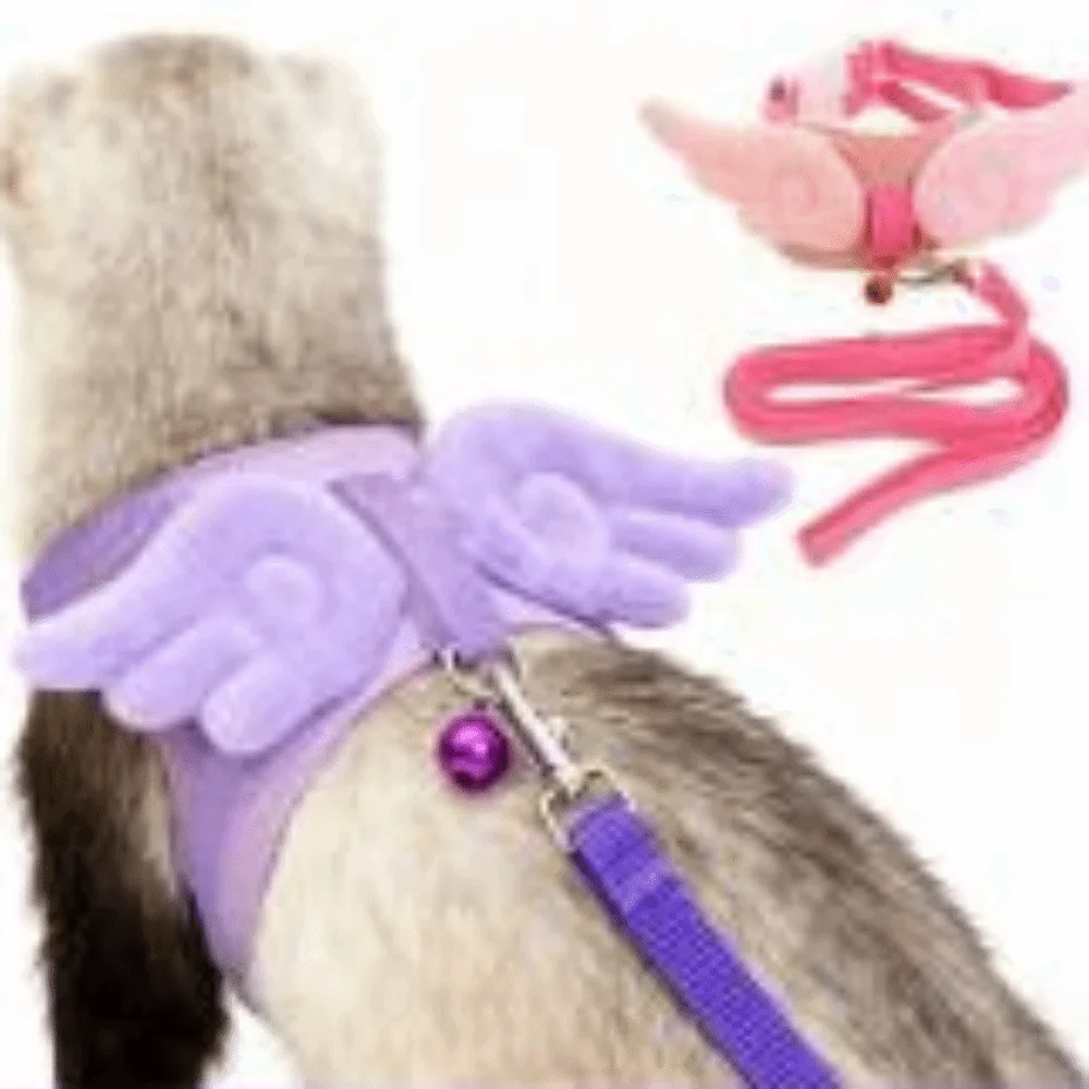 Adjustable Ferret Traction Harness Cartoon with Bell Pet Wing Harness Comfortable Escape-Proof Pet 1005012054759278