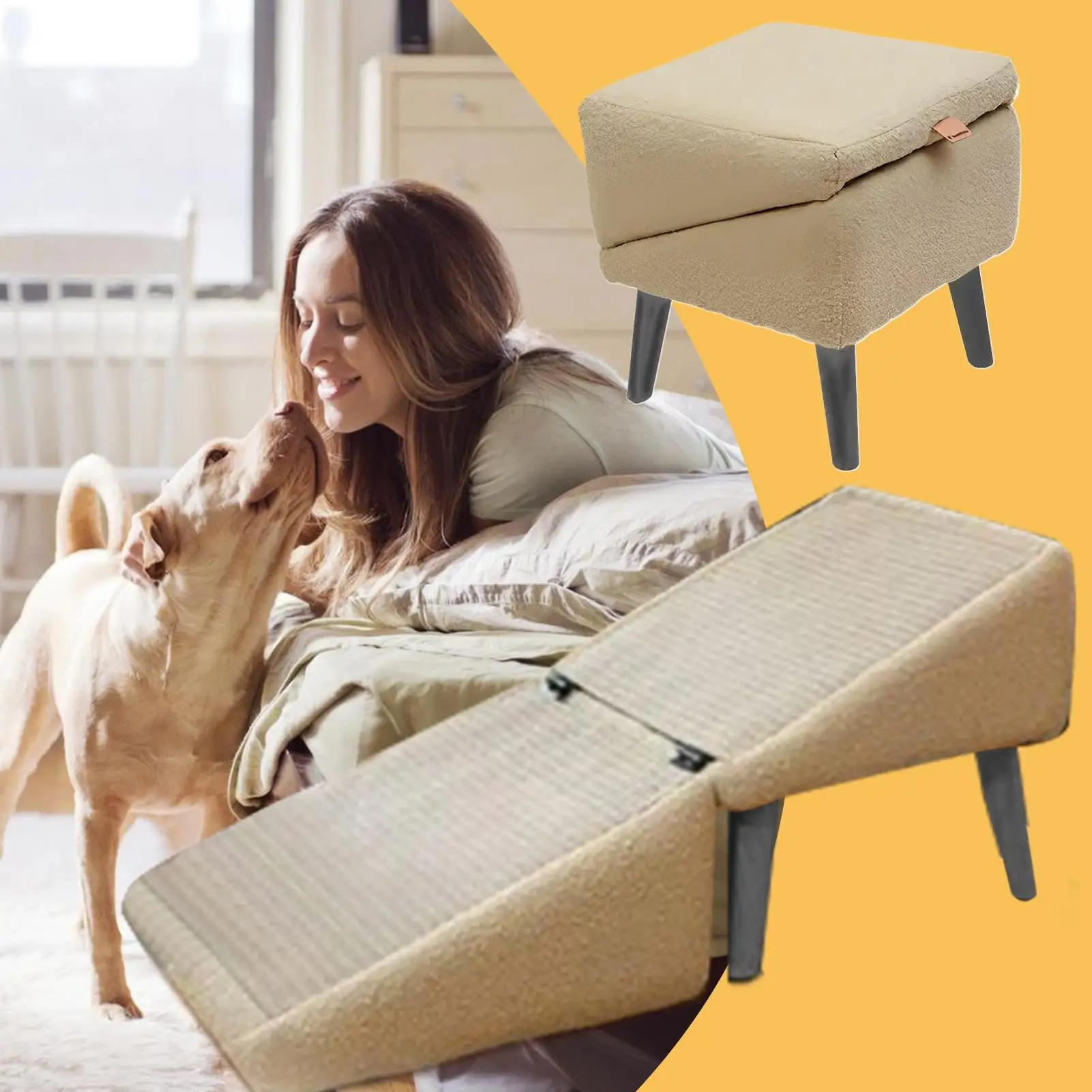 General Multifunctional Foldable Pet Ramp Non-Slip Dog Stairs for Bed & Car Footrest Stool 1005012055490325