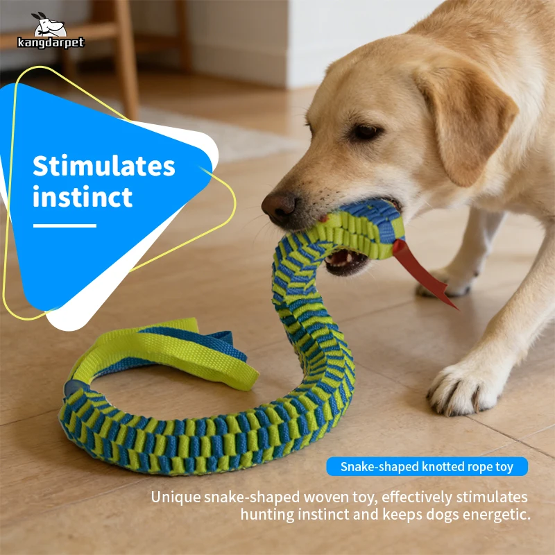 Durable Snake Shaped Dog Rope Toy Interactive Floating Pet Chew Toy for Teething Training Tug 1005012057049329