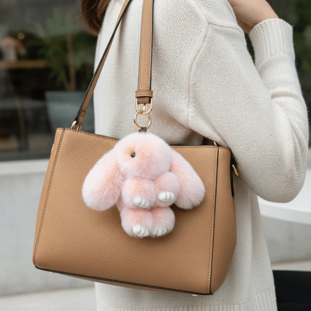Bag Accessories Fashion Rabbit Fur Keychain Fluffy Lovely Play Dead Rabbit Doll Cute Smooth Plush 1005012057754788