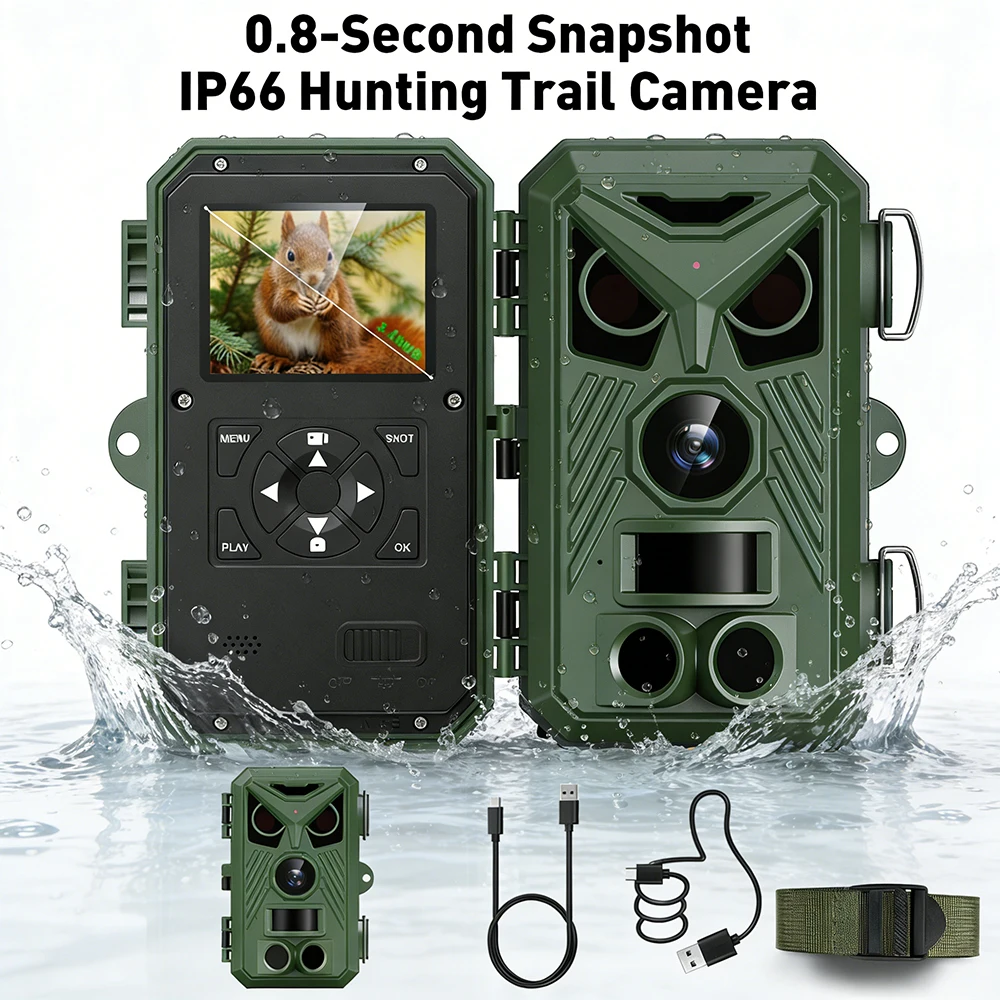 Trail Camera with Night Vision 0.2s Trigger Motion Activated 2.4Inch 130°Wide-Angle 1005012058877849