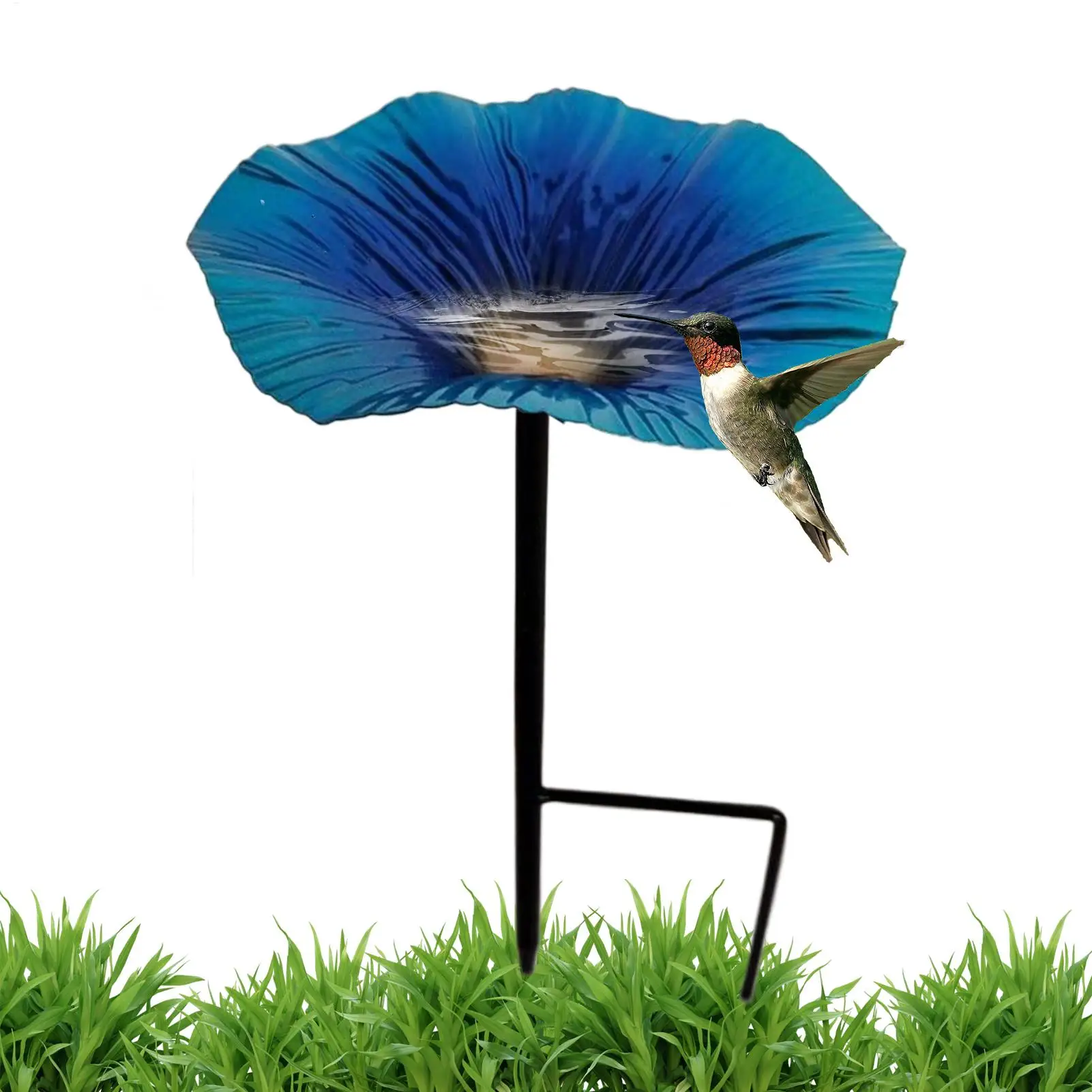 Bird Bath for Outside Garden Feeder with Metal Stake Flower Shape Decorative Feeding 1005012059166893