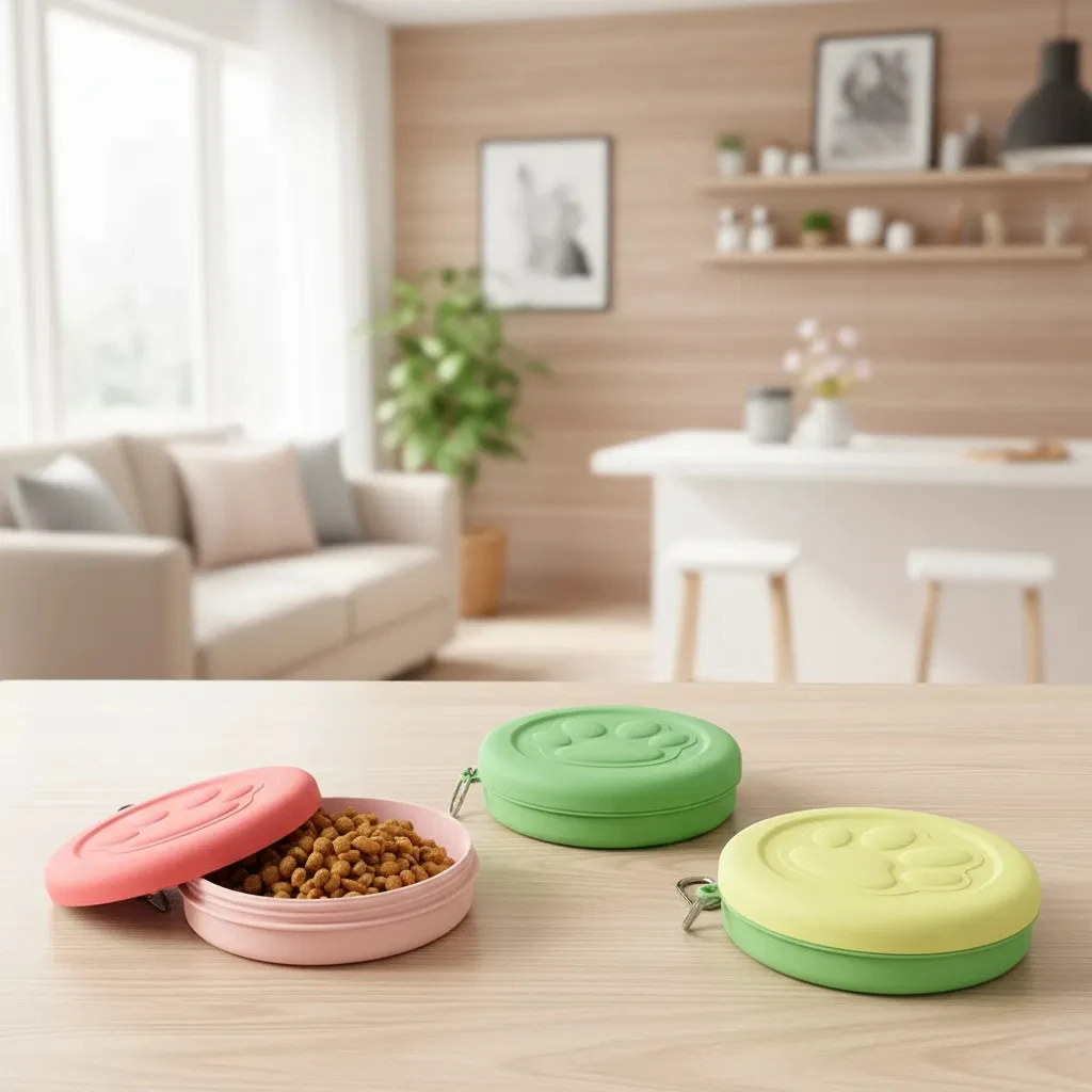 Portable Outdoor Pet Bowl: 2-In-1 Travel Dog Food/Water Dish with Treat Compartment for Hiking 1005012059732388
