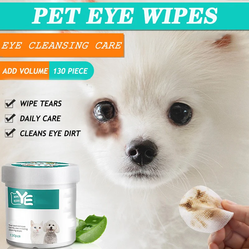 Pet Eye Wipes Cats and Dogs Tearmark Wet Universal No Irritation Cleaning Products 130 Canned Wipes 1005012069074285