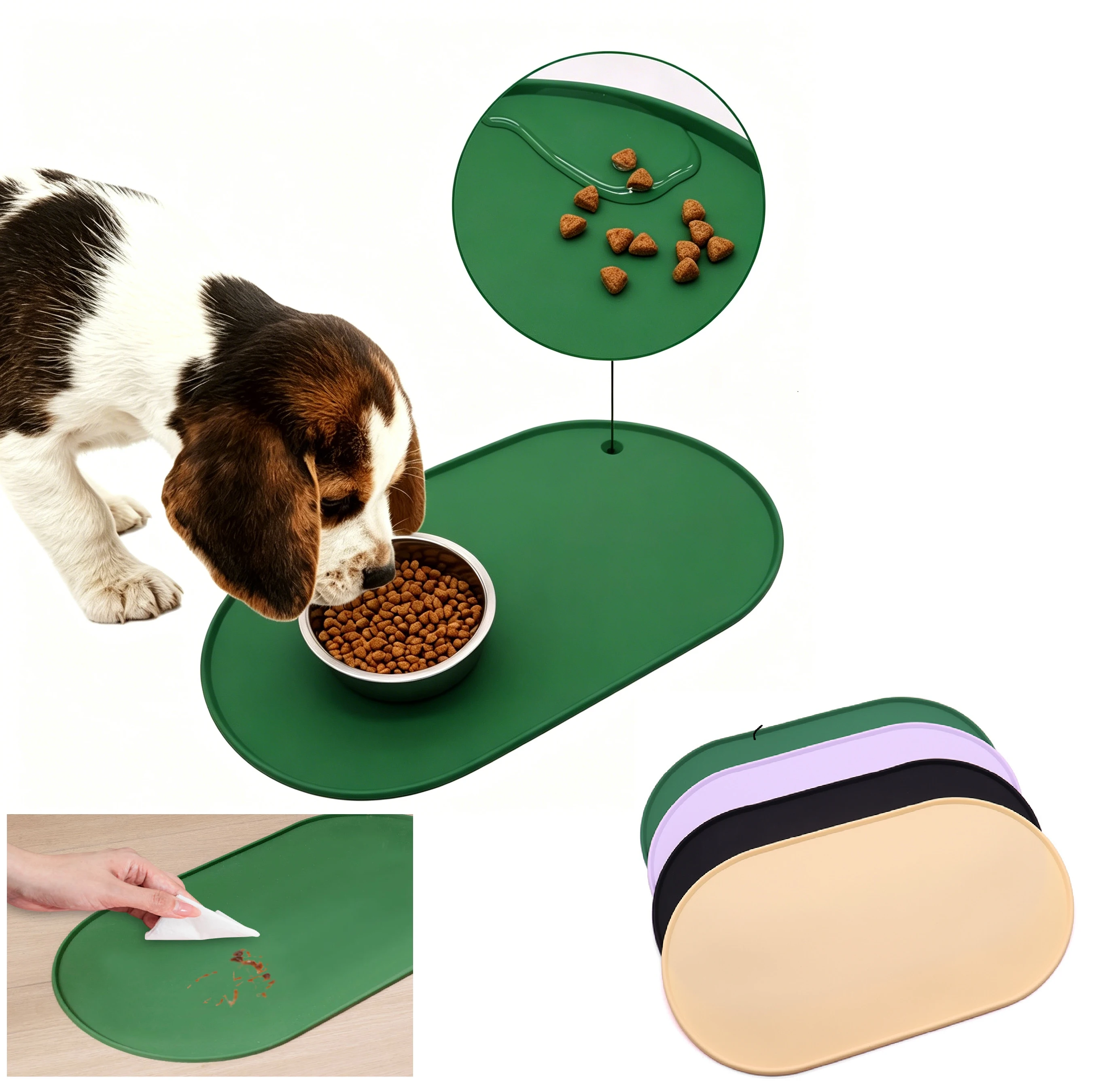 Waterproof Pet Feeding Mat for Dogs & Cats Non-Slip Silicone Food & Water Bowl Placemat Easy 1005012069855037
