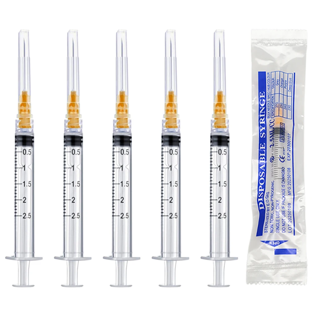 Sterile 2.5ML Luer Lock Syringe with 25G 25MM Needle Single-Use Packing for Pet Measuring (100PCS) 1005012071041767