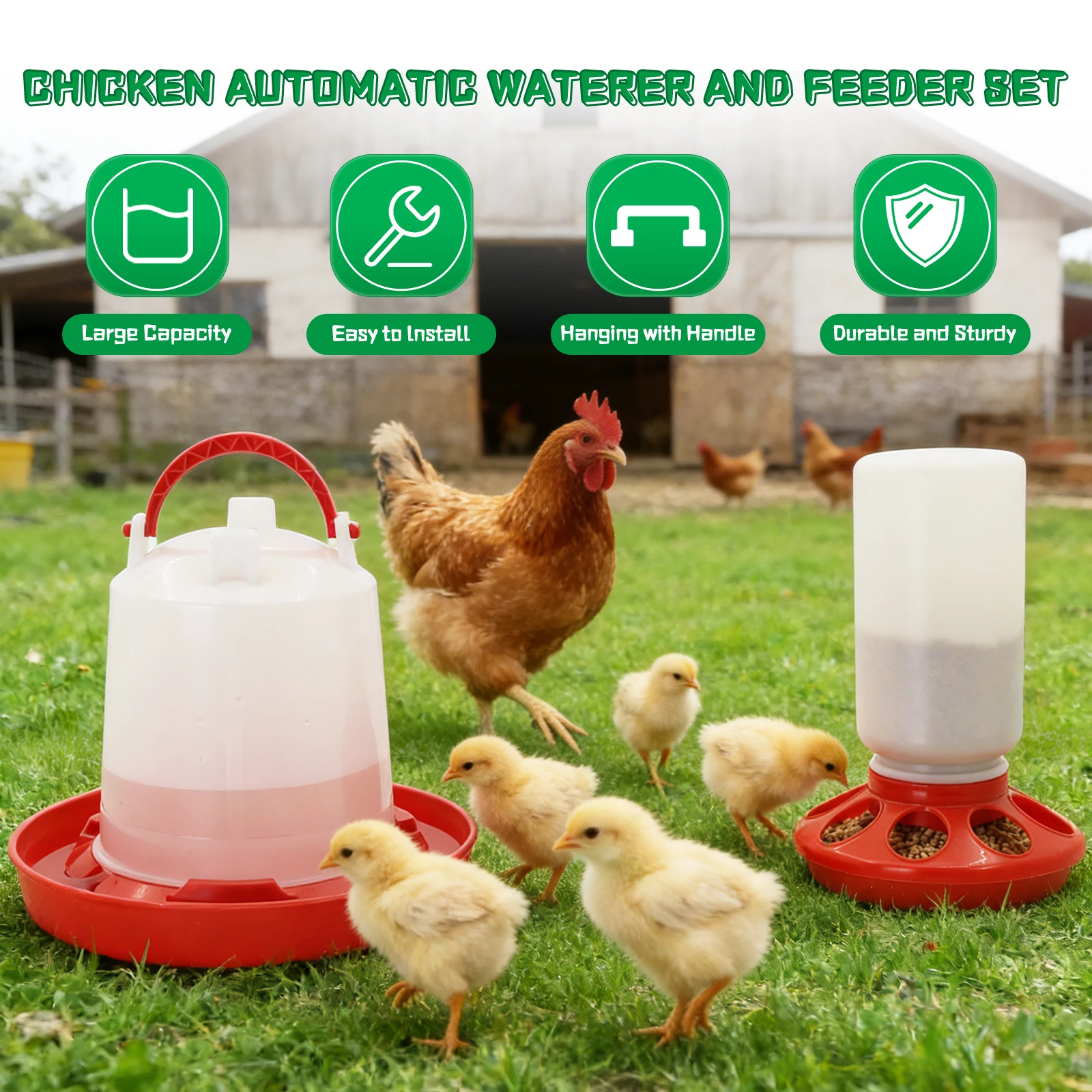 Automatic Chicken Feeder and Water Dispenser Set 1L Dispenser and Feeder Suitable for Chickens 1005012071947045