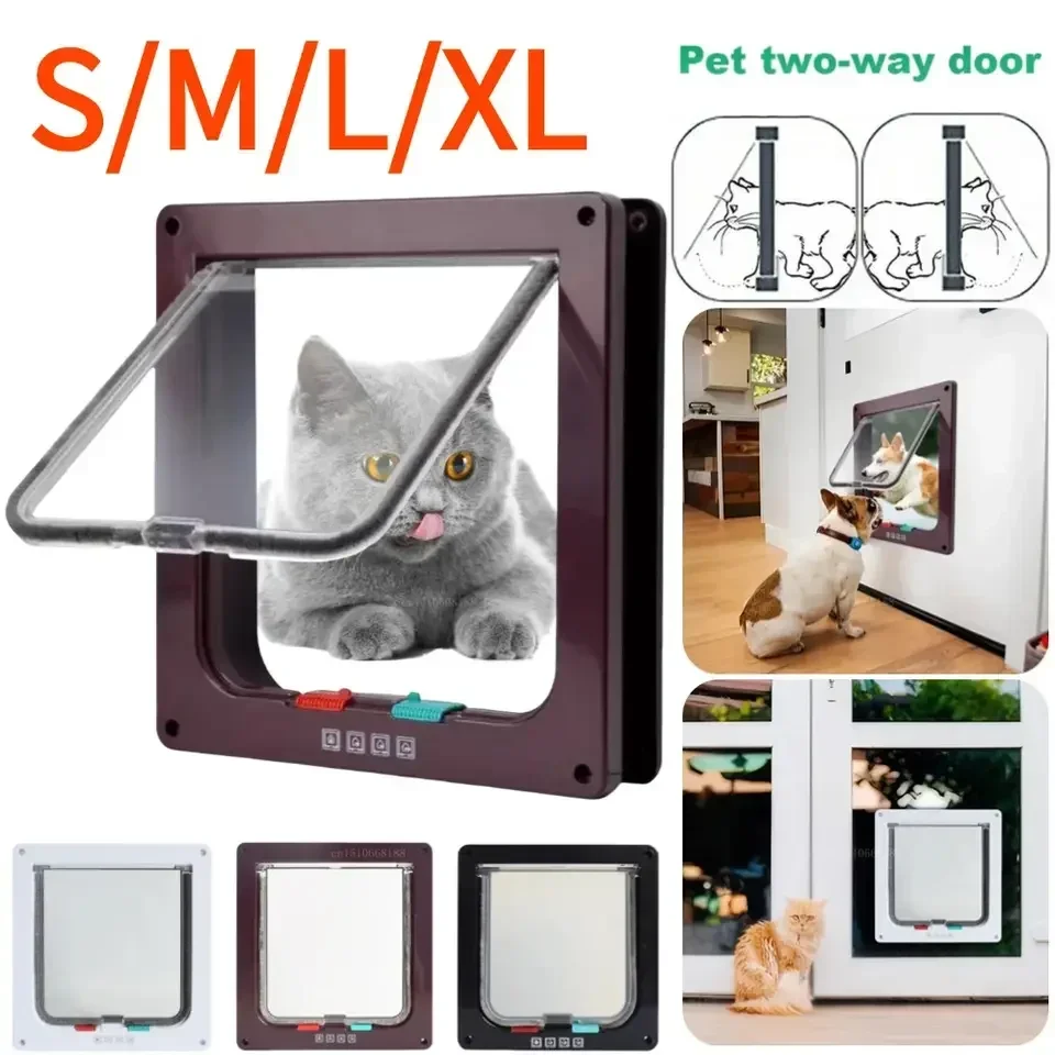 Weather Proof Cat Door 4 Way Locking for Cat Up to 20 Lbs for Interior Doors, Cabinet 1005012075439645