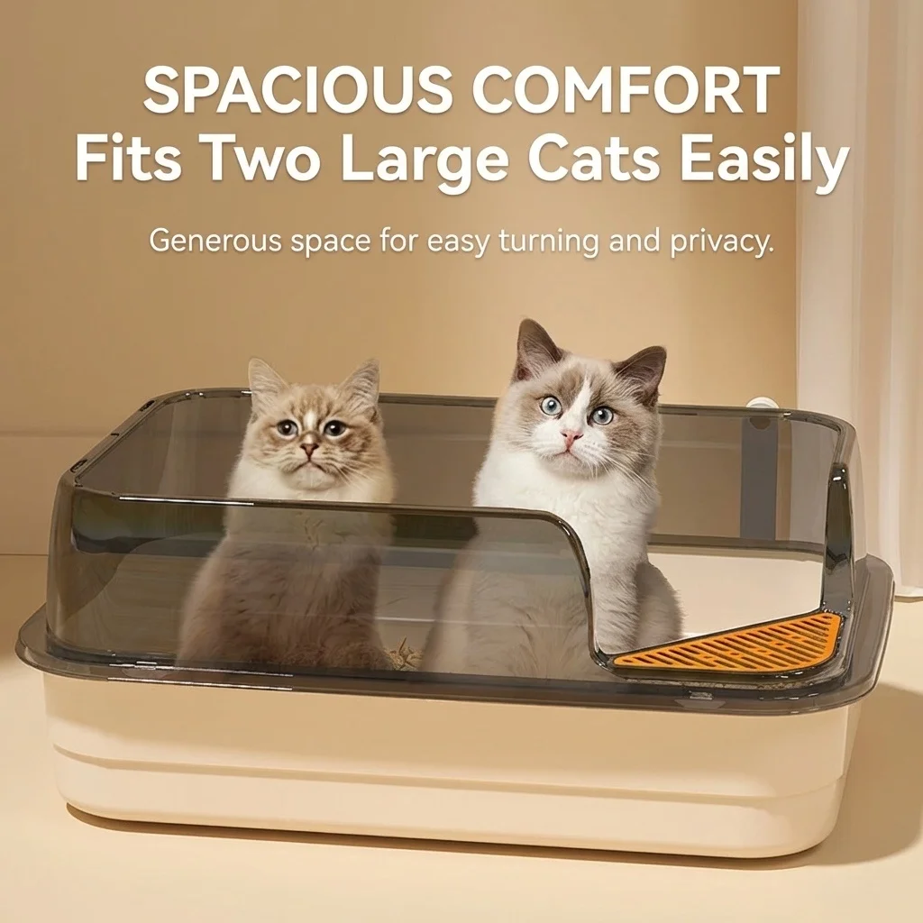 Big Cat Litter Box Semi-Enclosed Anti Splash Cat Tray Kitten Toilet Cleaning Basin Supplies Pet 1005012084242994