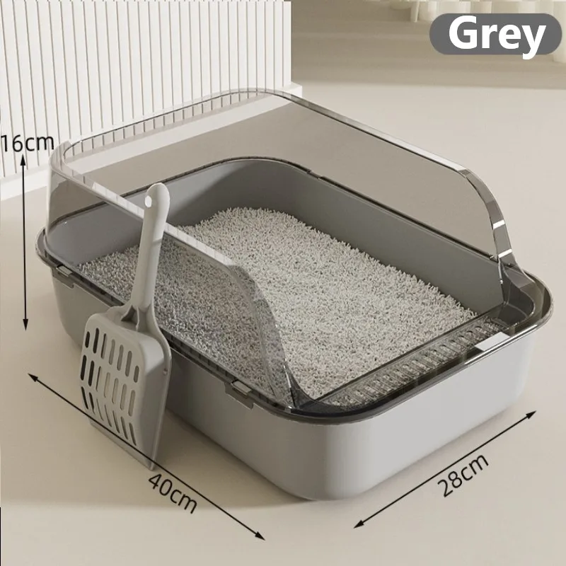 Kitty Sandbox Cat Litter Box Semi-Enclosed Splashproof Cat Tray Cat Toilet Cleaning Basin Supplies 1005012085367209
