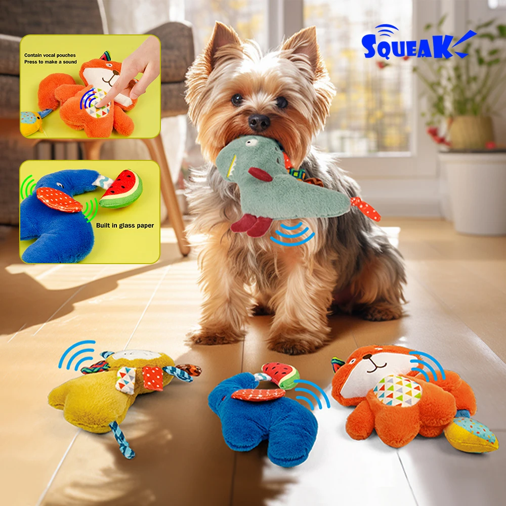 Plush Dog Toy Self-Play Squeaky, Many Adorable Animal Modelling Design 1005012099587002