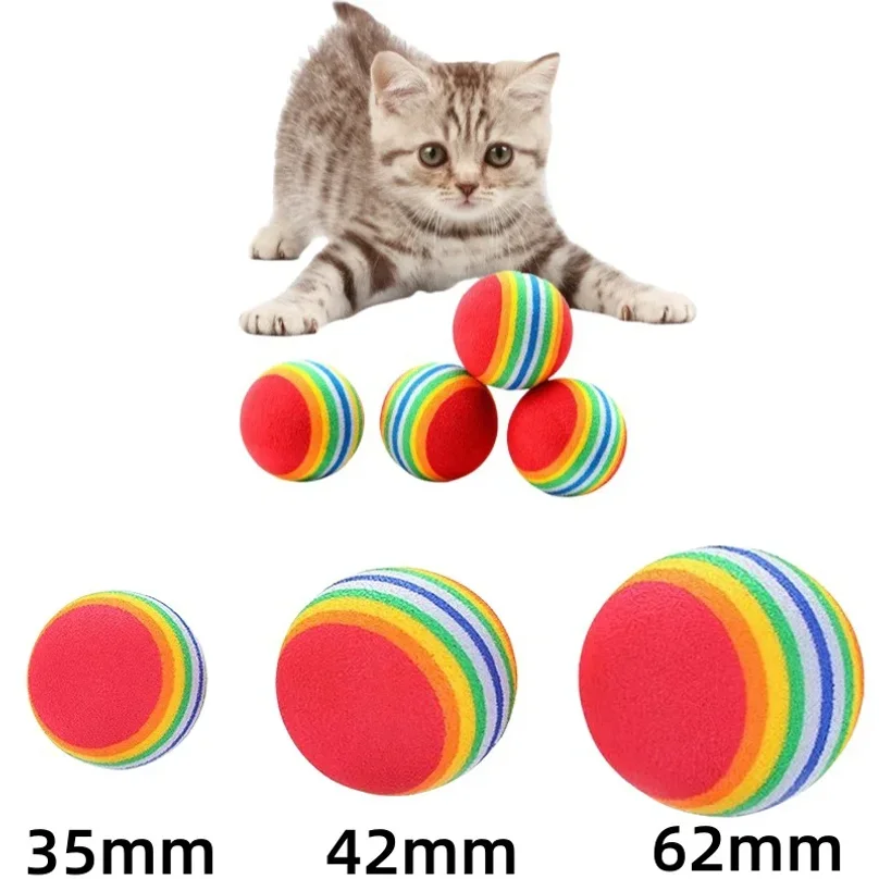 Colorful Pet Rainbow Foam Fetch Balls Soft Interactive Dog Toys for Training Chewing Playing (1Pc) 1005012104973941