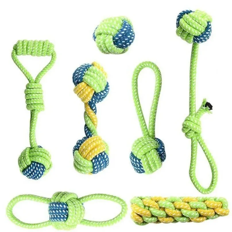Interactive Cotton Rope Dog Toys, Mini Chew Ball & Toothbrush Toy for Puppy Teeth Cleaning 1005012112189273