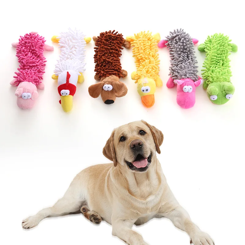 Squeaky Plush Dog Toy, Bite Resistant Mop Fur Chew Toy for Teeth Cleaning 1005012116177761