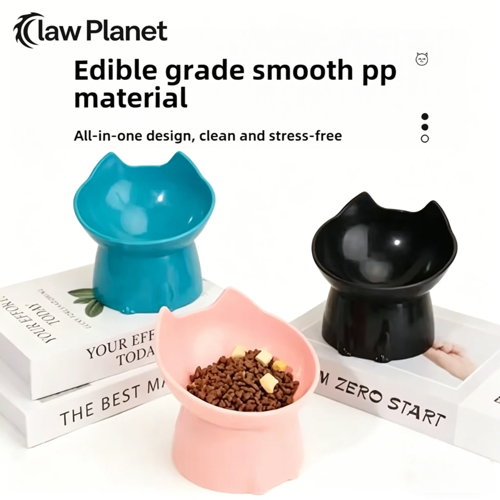 New Cat Bowl with Long Ears and High Feet Dog Neck Protection Anti-Overturning Plastic Raised Pet 1005012120283705