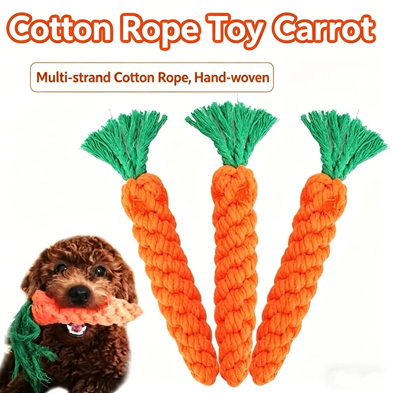 Carrot Shape Rope Knot Dog Toys Bite Resistant Chew Toys for Puppy Teeth Grinding Interactive Tug 1005012127969211