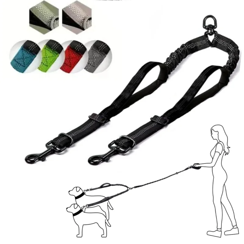 2.9ft Long Dual Dog Leash Attachment Double Leashes for Training Small to Large Dogs Adjustable 1005012146363886