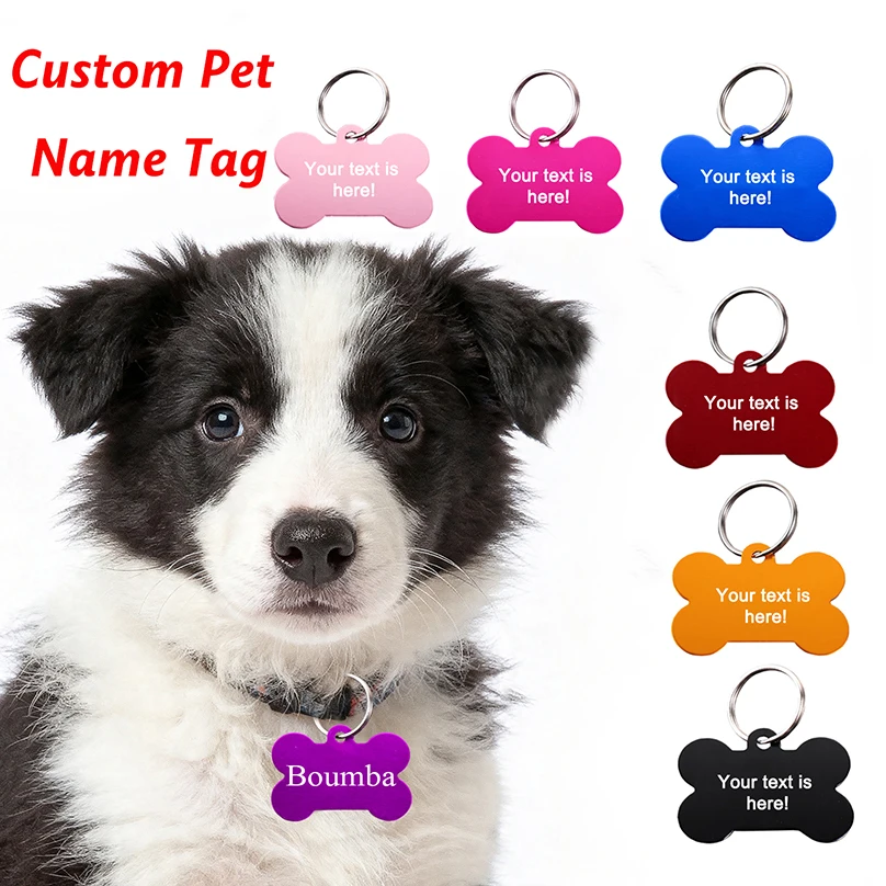 Bone Shaped Custom Name Dog Tags Anti-Lost Customized Pets ID Tag Aluminum Alloy Laser Engraving 1005012146758724