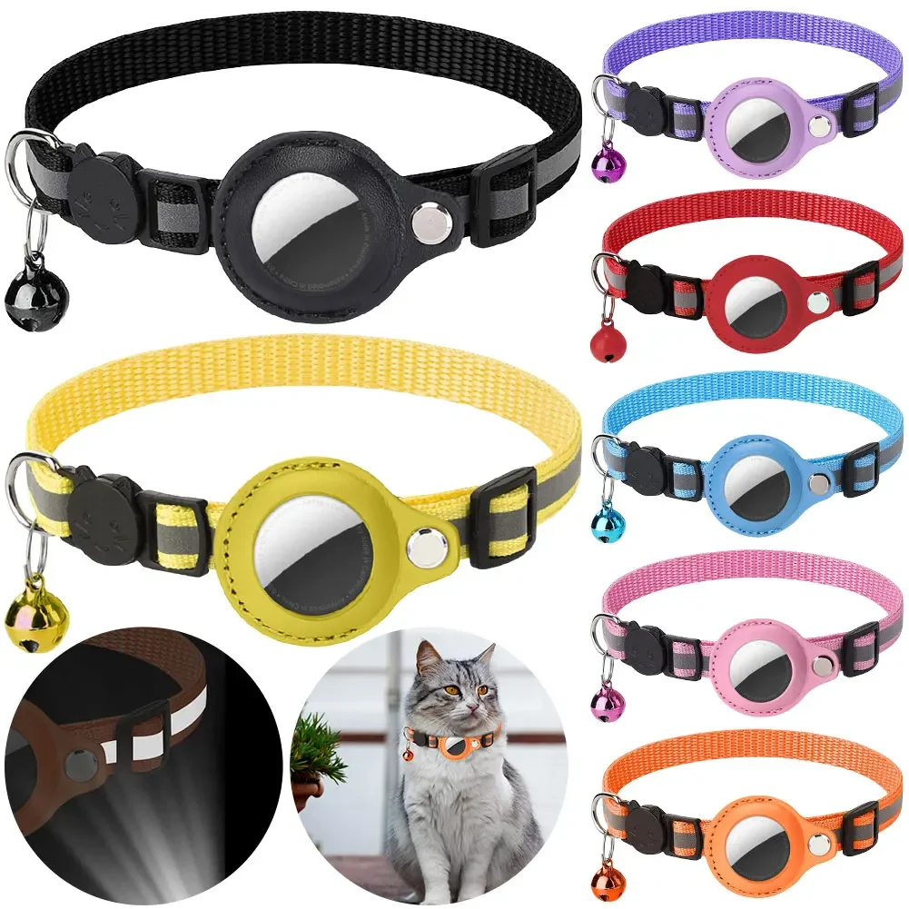 Pet Airtag Anti-Loss Tracker Collar Adjustable Reflective Waterproof Cat Collar with Detachable 1005012147504452
