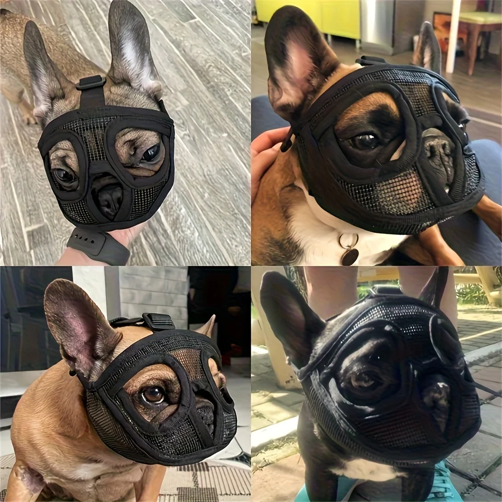 Short-Snouted Dog Muzzle, Anti-Bite Anti-Chew Anti-Bark Adjustable Breathable Pet Mask (1pc) 1005012147741524