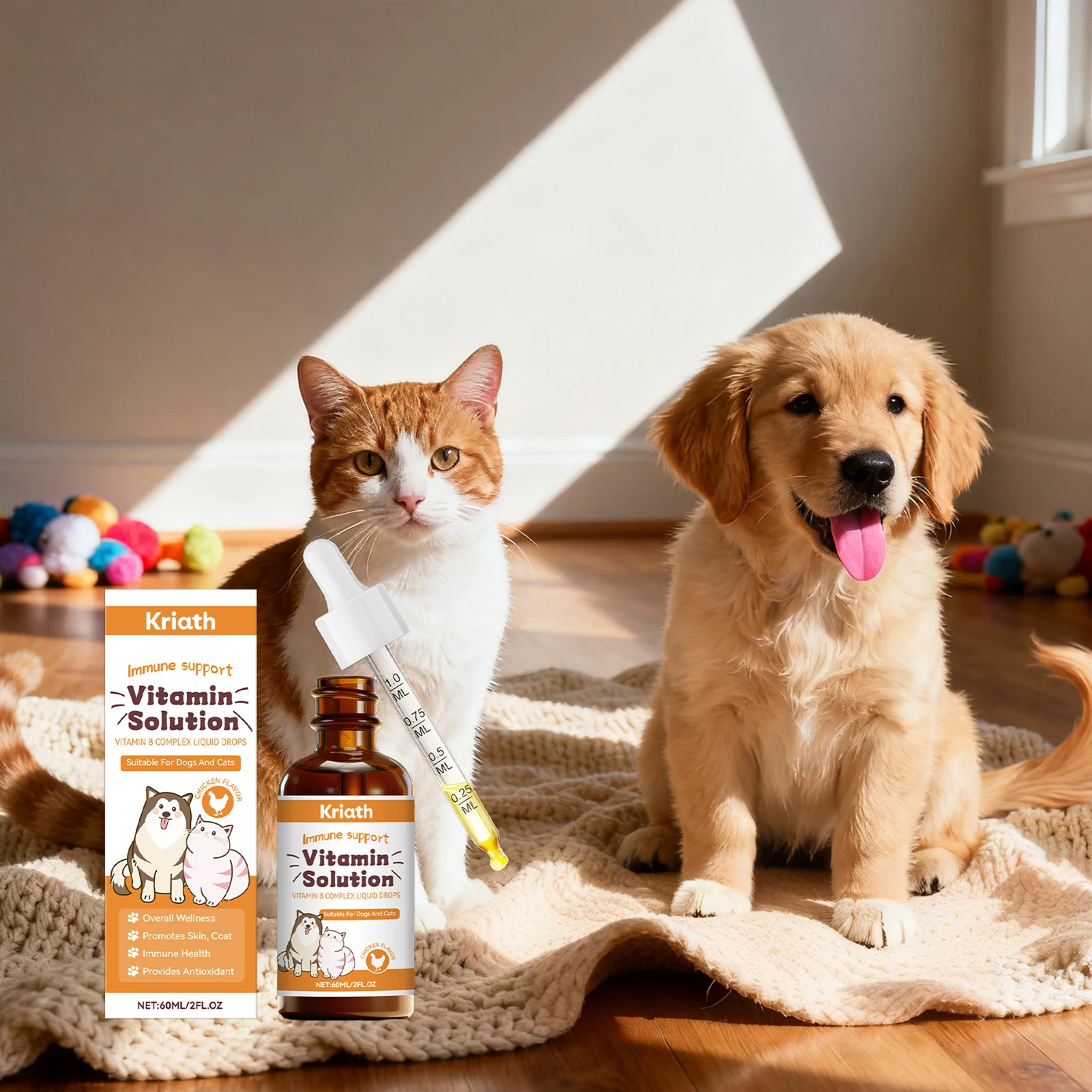 Vitamins B Complex for Dogs Cats Immune Support Pet Body Care Drop Natural Grooming Drops For (60ml) 1005012152042244