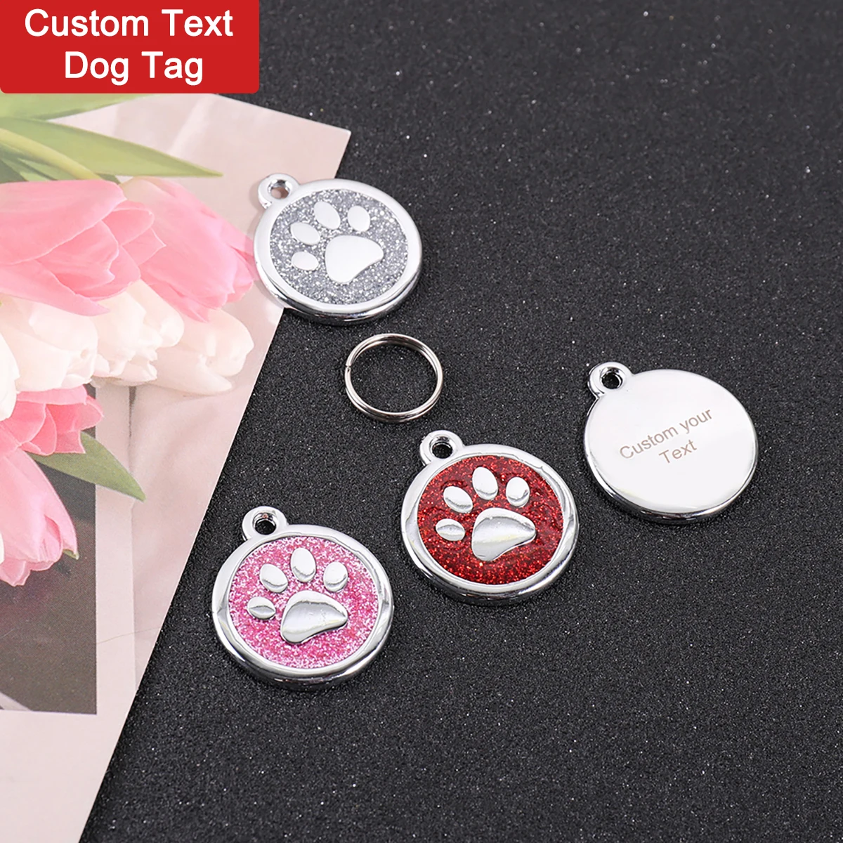Custom Text Dog Tags Mini Claw Customized Tag Laser Engraving Anti-Lost Address Glitter 1005012153435430