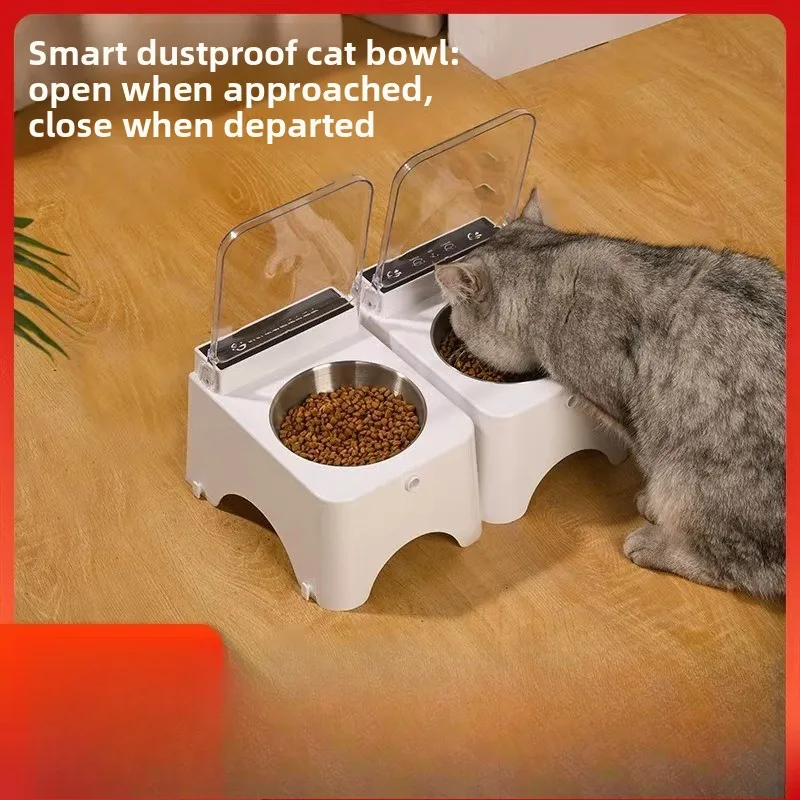 Automatic Open Lid Pet Bowl Anti Dust Cat Dog Feeder Basin Food Water Bowl Feeding Utensils 1005012154873479