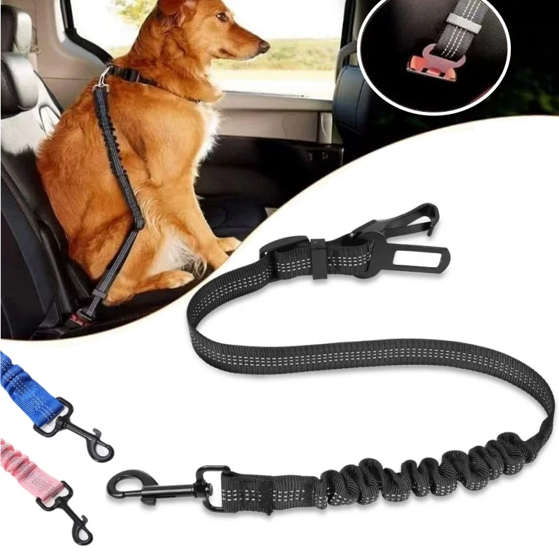 Adjustable Dog Car Seat Belt Harness for Dogs Nylon Reflective Cushioning Elasticity Travel 1005012155365967