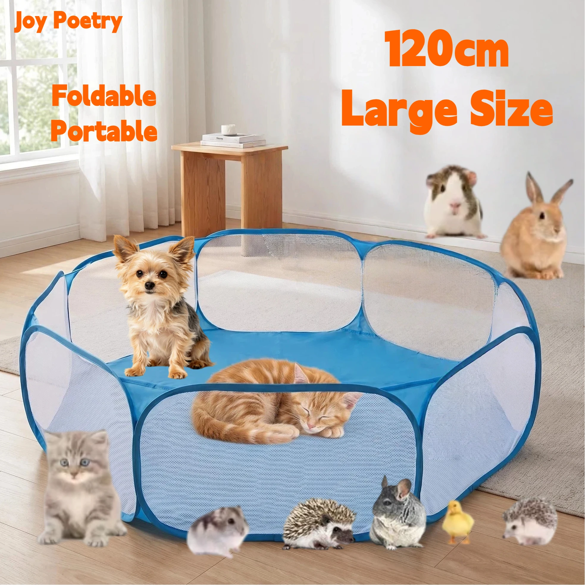 Hexagon Small Pet Cage Portable Foldable Cat Dog Hamster Rabbit Guinea Pig Pet Playpen Open (120cm) 1005012159588873