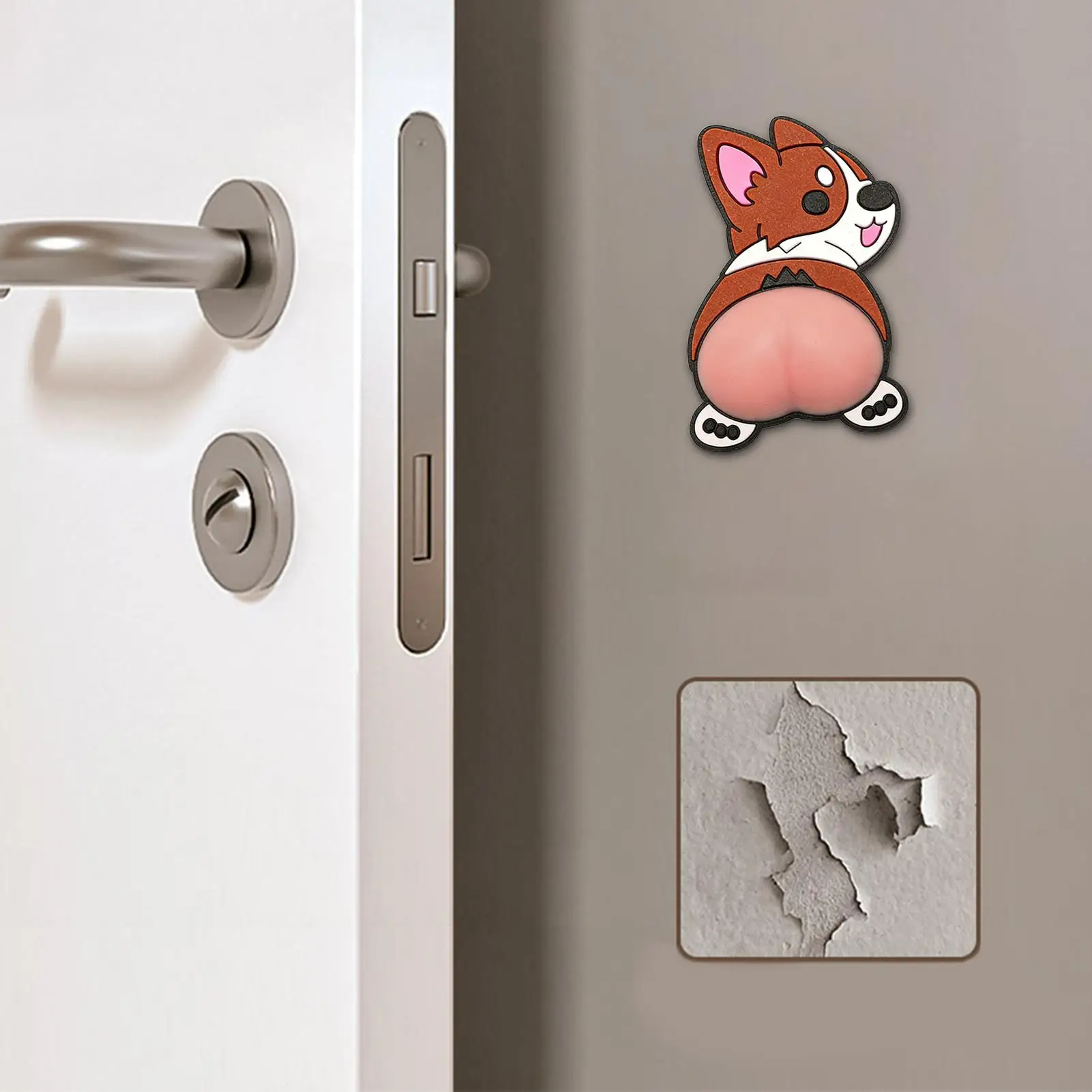 Door Knob Wall Protector 3D Self Adhesive Anti-Collision Silicone Cute Dog Pad Door 1005012161049440