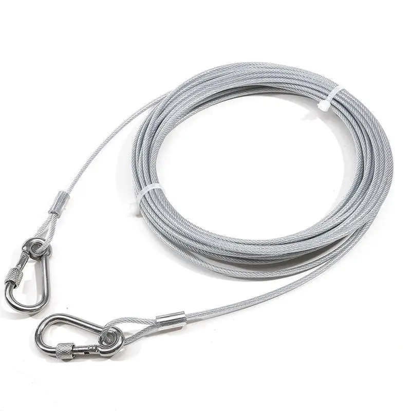 Steel Wire Dog Leash with Two Heads Anti-Bite Tie Out Cable for Large Pets Outdoor Double Steel 1005012161732582