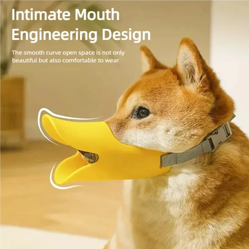 Dog Silicone Duck Muzzle Adjustable Anti Bite Anti Barking Mouth Cover Soft Safety Pet Mouthpiece 1005012164019967