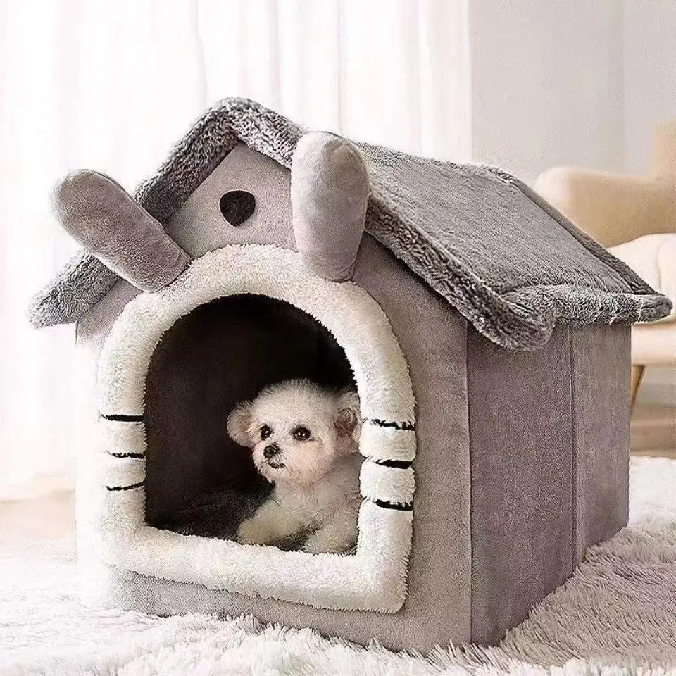 Indoor Warm Dog House Soft Pet Bed Tent House Dog Kennel Cat Bed Removable and Washable Cushion 1005012180048560