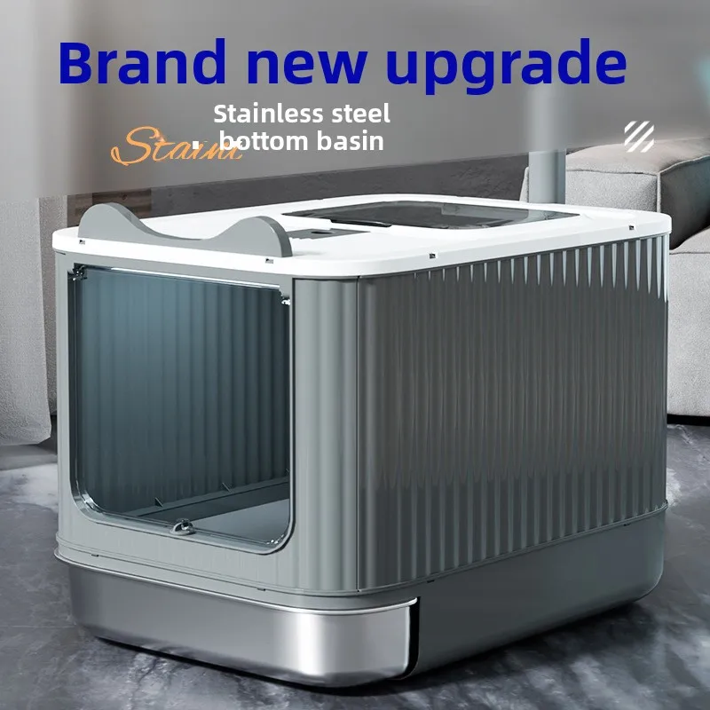 Mega Large Cat Litter Box Fully Enclosed Anti Splash Disinfection Odor Control Stainless Steel 1005012195506815