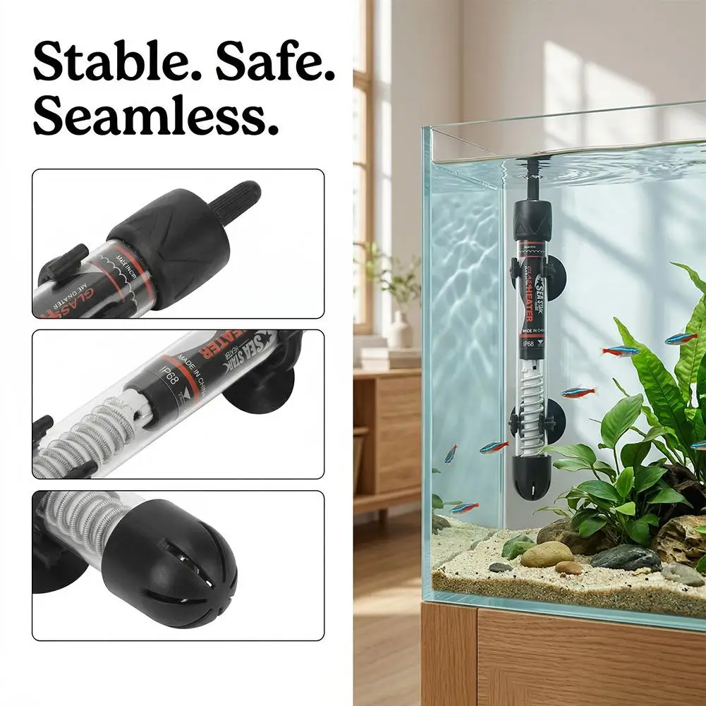 EU Aquarium Heater 25W/50W/100W/200W/300W Submersible Fish Tank Heater Constant Temperature Heating 1005012204046195